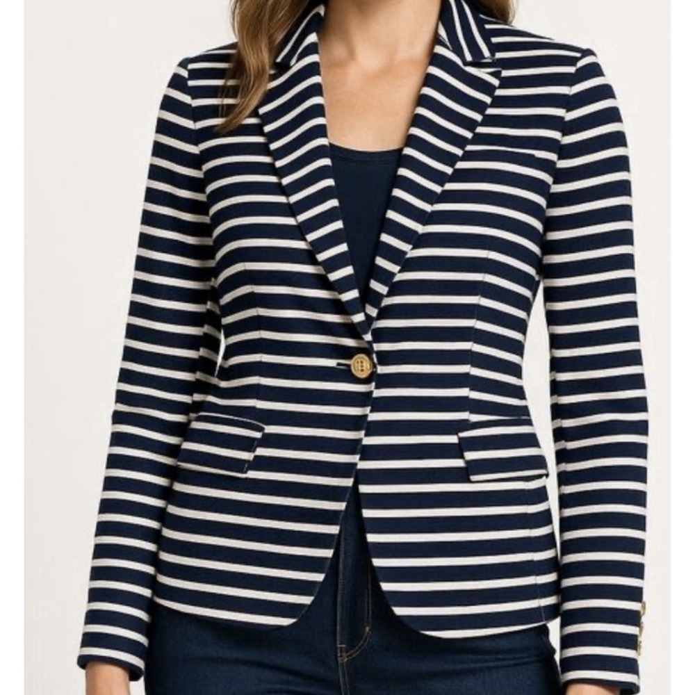 Lauren Ralph Lauren Navy and White Striped Blazer